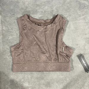 Tahari Sport Cami Sports Bra Size Small Taupe Tonal Snake Print Athleisure Wear